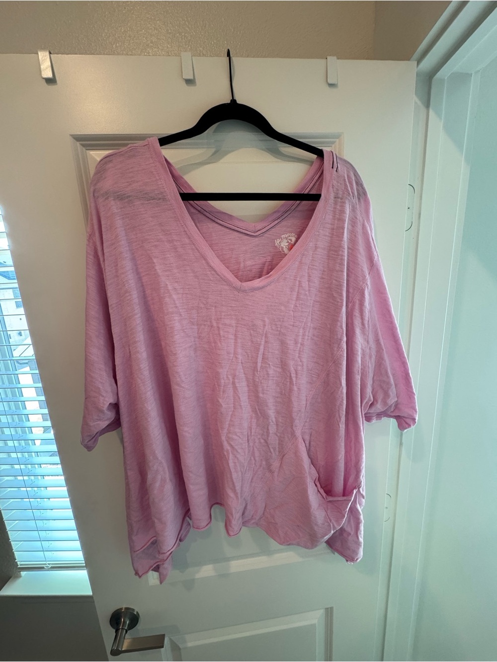 FP Movement by Free People Oversized V-Neck Tee in Light Pink
